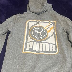 Puma Gray and Gold Hoodie with Iconic Logo